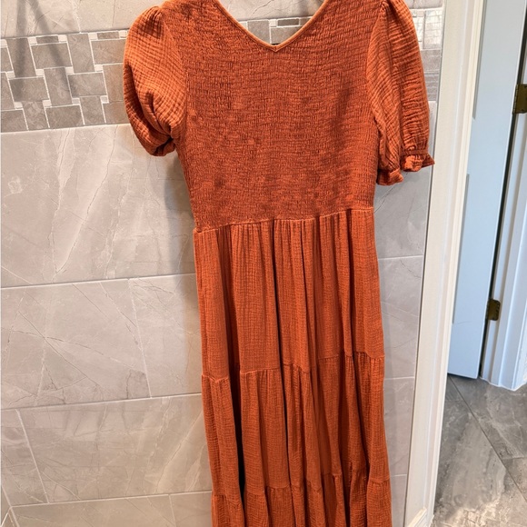 Christy Dawn Brooklyn Women's Terracotta Tiered Maxi Dress - Smocked Bodice - Picture 7 of 11